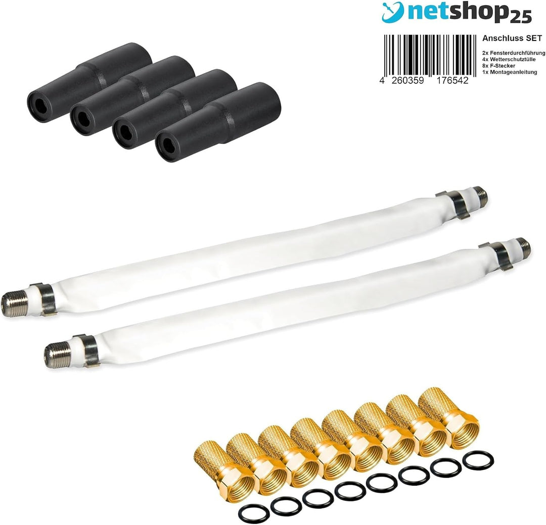 netshop 25 Set: Selfsat H30D2+ Flachantenne Twin + 2 HD Receiver + 20m Kabel + Fensterhalterung + 2