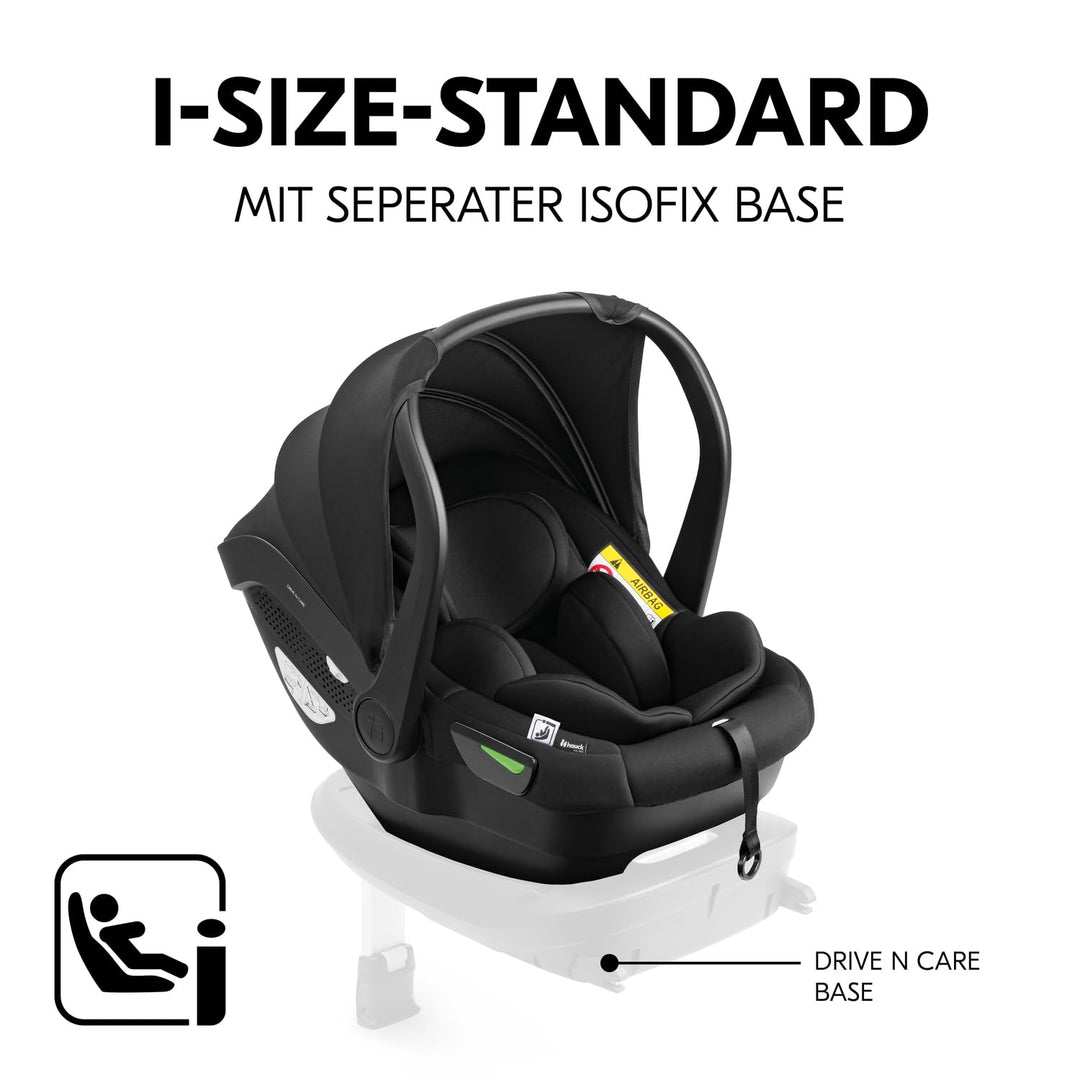 hauck Drive N Care, Schwarz - i-Size Babyschale ab Geburt für Babys mit Körpergrösse von 40-87 cm in