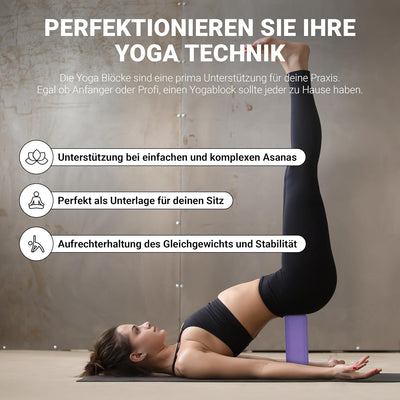 MSPORTS Yogablock Premium I 2er Pack Yogaklotz Lavendel 2x Yogablöcke, Lavendel 2x Yogablöcke