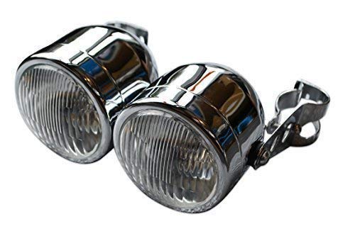 Alchemy Parts Doppelt/Paar Chrom Streetfighter Retro Motorrad 35W Scheinwerfer mit Klammern 32-40mm