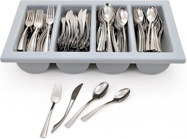 GRÄWE Tafelbesteck 200-tlg. für 50 Personen, Besteck aus Kunststoff inkl. Gastrokasten - wiederverwe