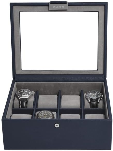Stackers Navy Blue 8 Piece watch box, Navy