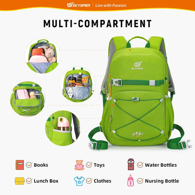 SKYSPER Kinderrucksack komfortabler Wanderrucksack Kinder für Jungen & Mädchen Apfelgrün, Apfelgrün