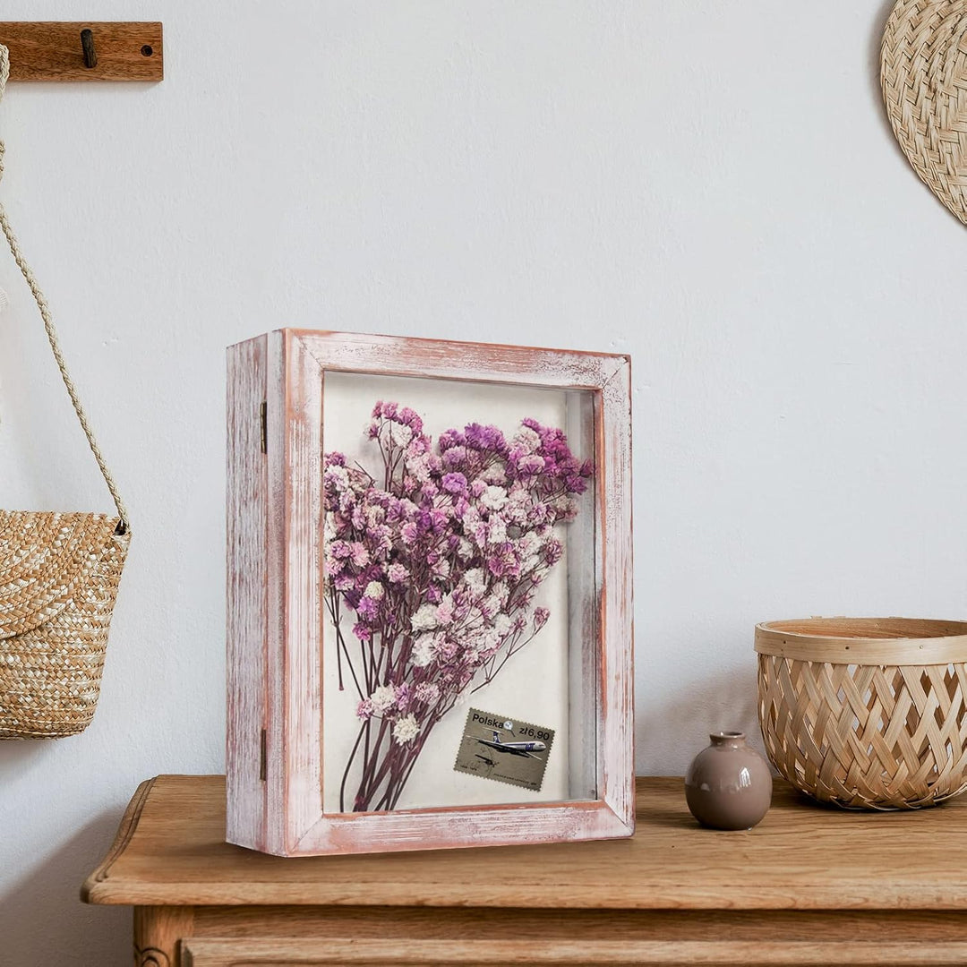 TJ. MOREE Shadow Box Rahmen 8 x 10 Blume Shadowbox Display Case Bilderrahmen mit Leinen zurück Memor