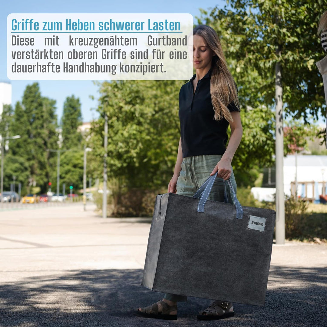 VENO 84 Liter Extra Gross Aufbewahrungstasche mit starke Griffe und Reissverschlüssen für Umzug, Cam