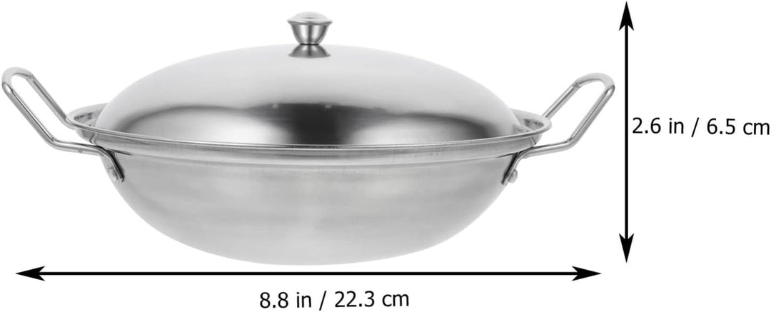 1 Set Mini Edelstahl Wok Pfanne Mit Griff Deckel, Suppentöpfe Küchenkochgeschirr Für Gasinduktion Od