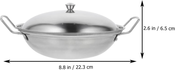 1 Set Mini Edelstahl Wok Pfanne Mit Griff Deckel, Suppentöpfe Küchenkochgeschirr Für Gasinduktion Od