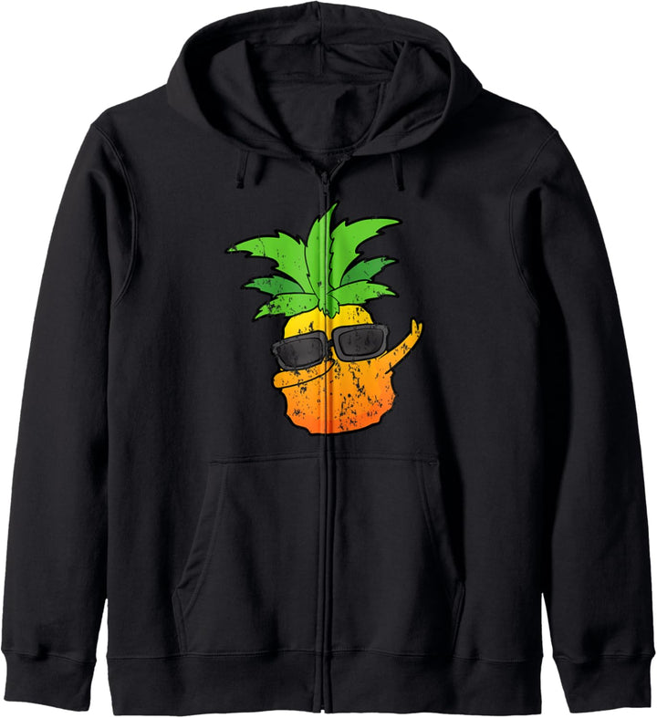 Retro Vintage Grunge Dabbing Dab Ananas Veggie Veganer Obst Kapuzenjacke