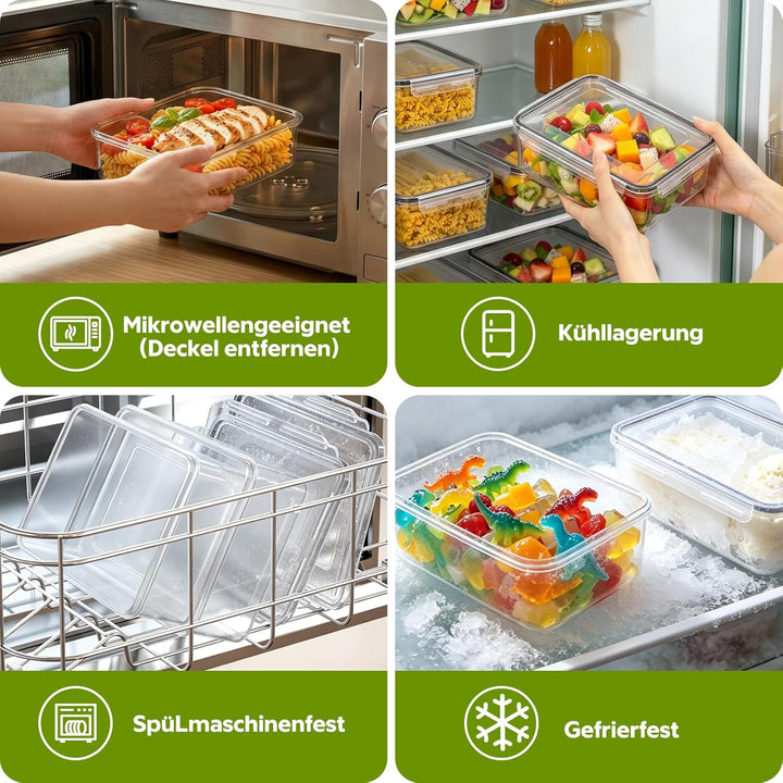 Wwtop 6 x 1000ml Frischhaltedosen mit Deckel Vorratsdosen Set, Meal Prep Boxen, Auslaufsicher Gefrie
