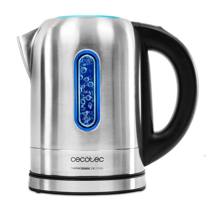 Cecotec elektrischer Wasserkocher ThermoSence 290 Steel, 1.7 Liter, BPA-frei, rostfreier Stahl, Anti
