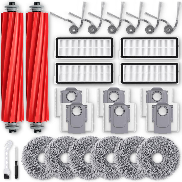 26 Stück Zubehör für Roborock QV 35A, QV 35S Saugroboter Ersatzteile, 2 Hauptbürsten, 4 HEPA-Filter,