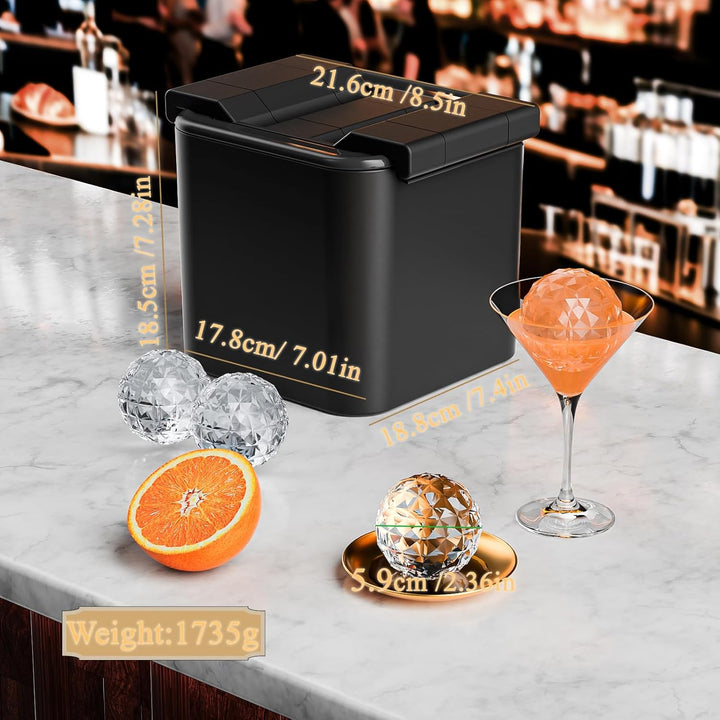 Kristall Klar Eiswürfelbereiter, 2.36in Riesige Eiswürfelform für Bourbon Old Fashioned Whisky, Sili