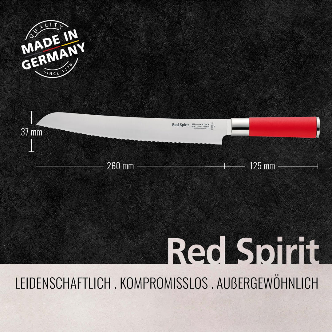 F. DICK Brotmesser, Sägemesser, Red Spirit (Messer mit Klinge 26 cm, X55CrMo14 Stahl, nichtrostend,