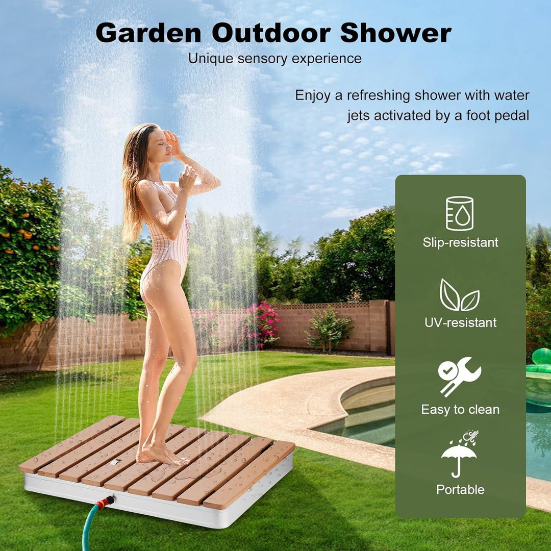 Gartendusche, Bodendusche Outdoor, Outdoor Dusche mit Einstellbar Fussrad Fontänenhöhe, für Aussenbe