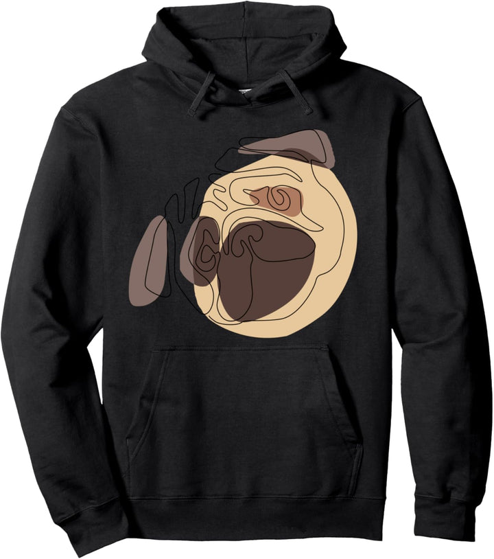 Modern One line Abstract Pug Pullover Hoodie