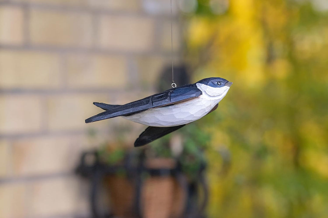 WILDLIFEGARDEN Wildlife Garden WG421 DecoBird Mehlschwalbe - Handgeschnitzter Dekorative Vogel aus H
