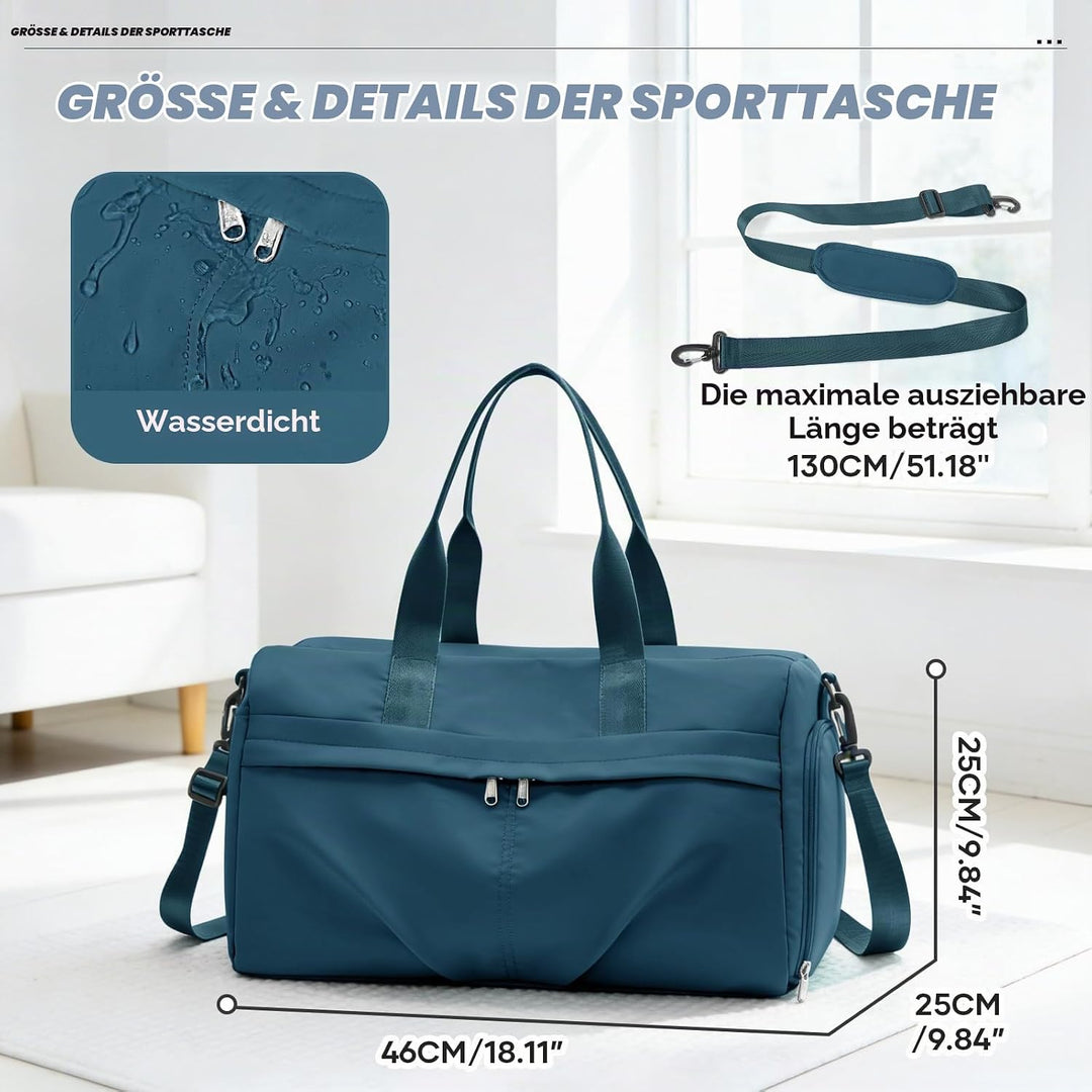 Sport Duffel Bag Damen Herren Sporttasche mit Schuhfach &amp; Nassfach Reisetasche Handgepäck Tasche Spo