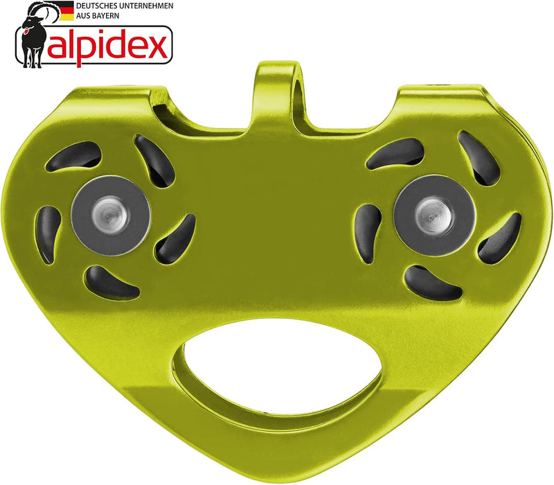 ALPIDEX Seilrolle Tandem Pulley Umlenkrolle Doppelseilrolle - geeignet für Stahlseile 8-12 mm Ø und