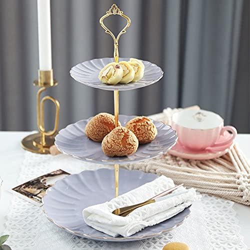 Sweejar Home 3-stöckiger Keramik-Kuchenständer, Etagere für Hochzeit, Dessert, Cupcake-Ständer für T