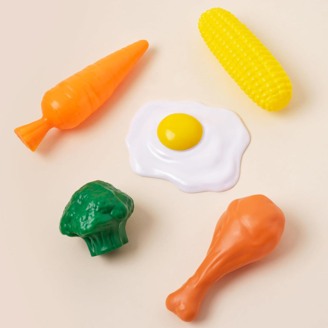KidKraft Deluxe Kochset aus Metall mit Spielzeug-Lebensmitteln für Kinderküche, Spielküche Zubehör,