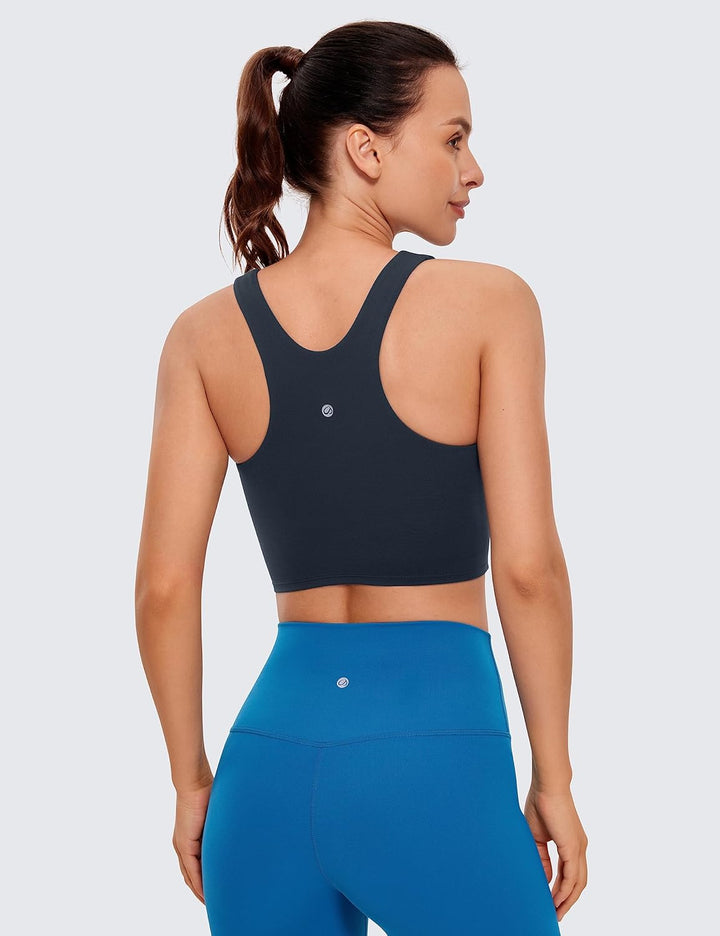CRZ YOGA Damen Butterluxe Racerback Sport BH Gepolstert Ohne Bügel Crop Tops Longline Yoga Tank Top