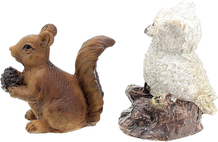 Tier-Set Eule Eichhörnchen Hase für Krippe, 12 cm