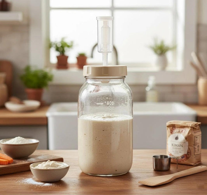 Fermentierglas,Kimchi-Behälter,2er-Pack Gärgläser (2L) mit Gärverschluss und Datumsanzeige,Für Sauer