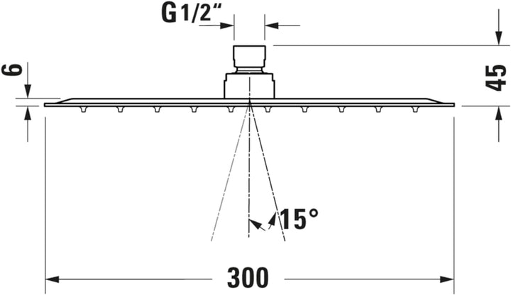 Duravit Universal Duschkopf aus Edelstahl, Duschbrause mit Strahlart Rain, Duscharmatur eckig (Ø 300