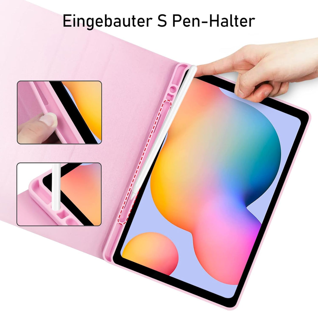 Hülle mit Tastatur für Samsung Galaxy Tab S6 Lite 2024/2022/2020, Schutzhülle mit Pencil Halter Wire