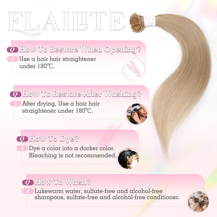 Elailite Extensions Echthaar Bondings Haarverlängerung Blond U-tip Keratin Haar Extension Glatt 25 S