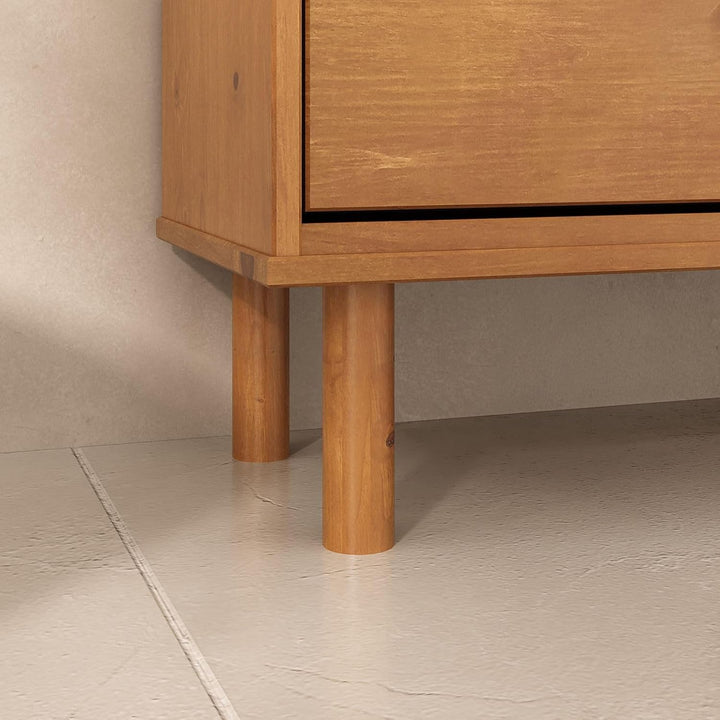 Schuhkipper NAEL mit 2 Klappen und Schublade, Eiche farben – schmaler Schuhschrank aus massivem Kief