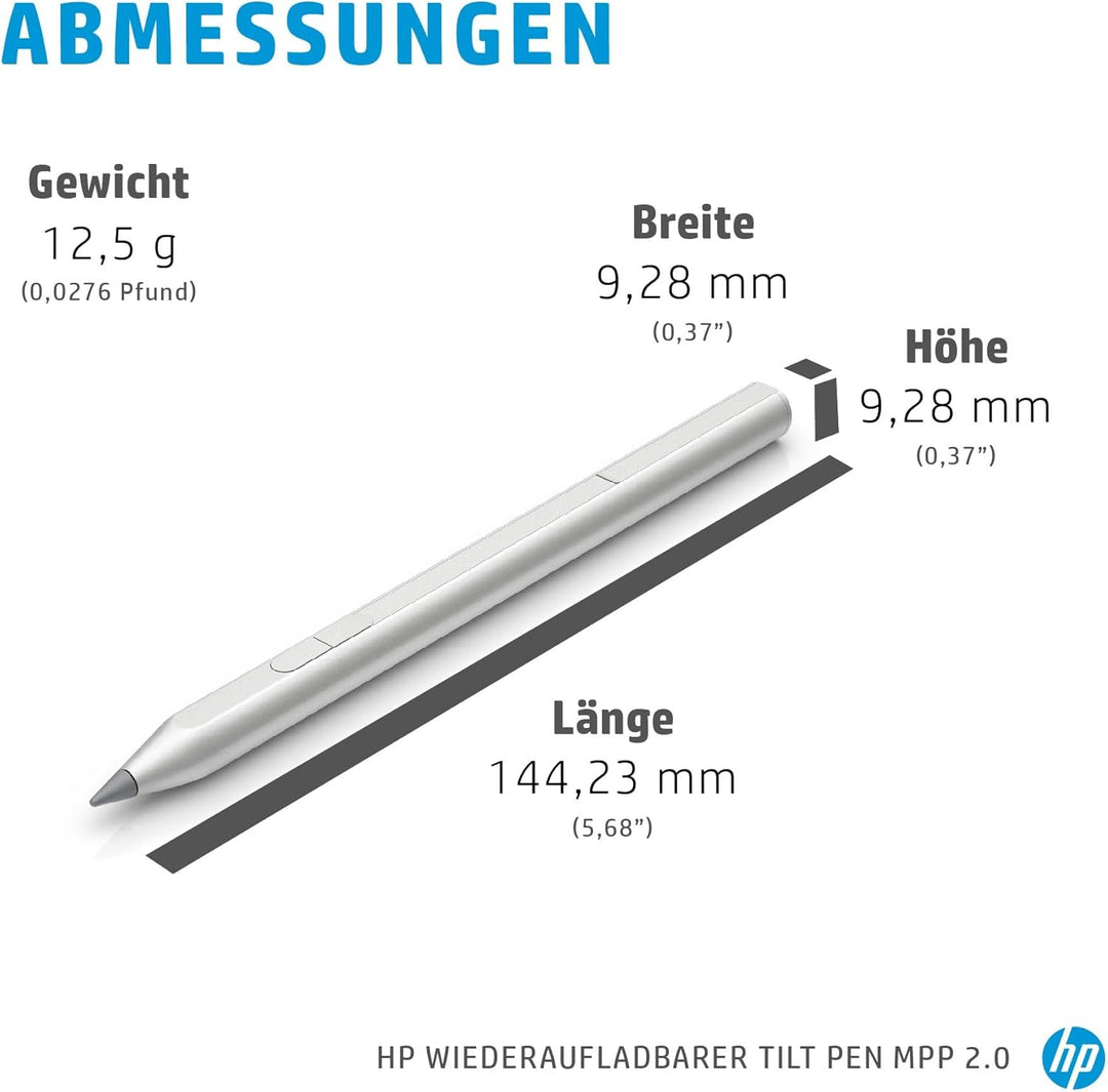 HP 3J122AAABB MPP 2.0 Tilt Pen Digitaler Eingabestift (aufladbar über USB-C, LED Akkuanzeige, austau