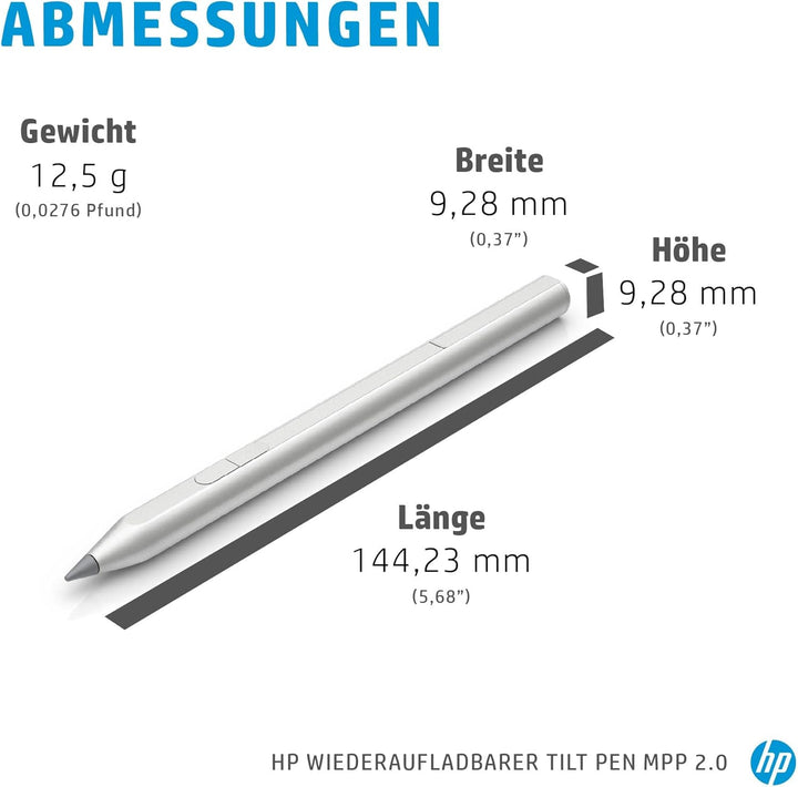HP 3J122AAABB MPP 2.0 Tilt Pen Digitaler Eingabestift (aufladbar über USB-C, LED Akkuanzeige, austau