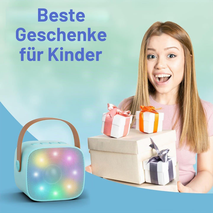 Mini-Karaoke-Maschine für Erwachsene, tragbarer Bluetooth-Lautsprecher mit 2 drahtlosen Mikrofonen f