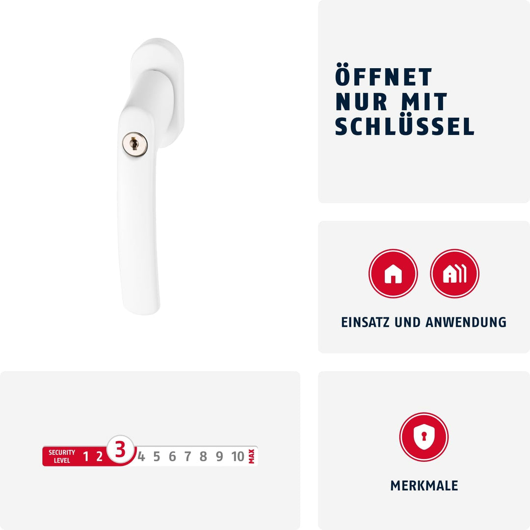 ABUS Abschliessbarer Fenstergriff FG200 AB208 - 5er Set - Fensterknauf mit Druckzylinder, gleichschl