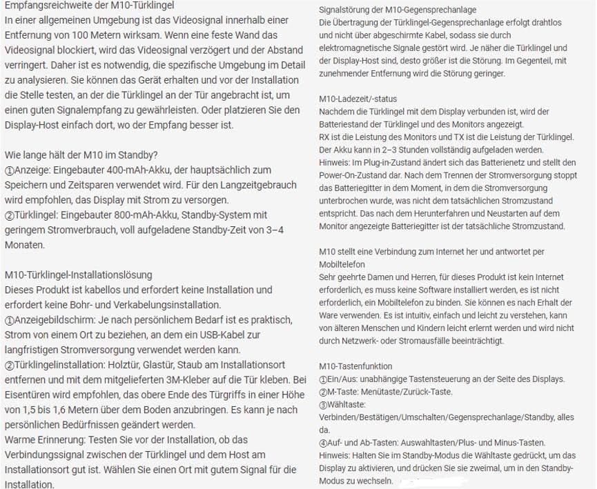 Türklingel-Kamera, kabellos, mit Monitor, Video Gegensprechanlage mit 11 cm (4,3 Zoll) grossem Bilds