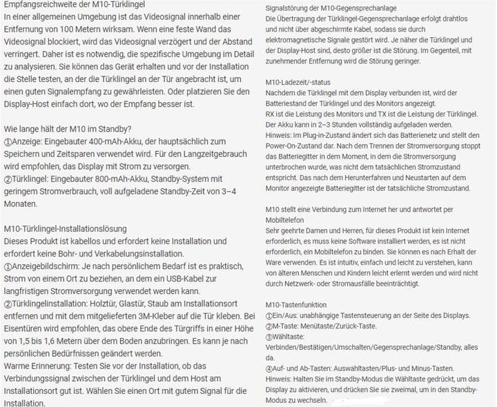 Türklingel-Kamera, kabellos, mit Monitor, Video Gegensprechanlage mit 11 cm (4,3 Zoll) grossem Bilds