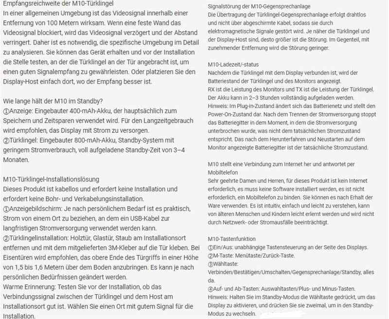 Türklingel-Kamera, kabellos, mit Monitor, Video Gegensprechanlage mit 11 cm (4,3 Zoll) grossem Bilds