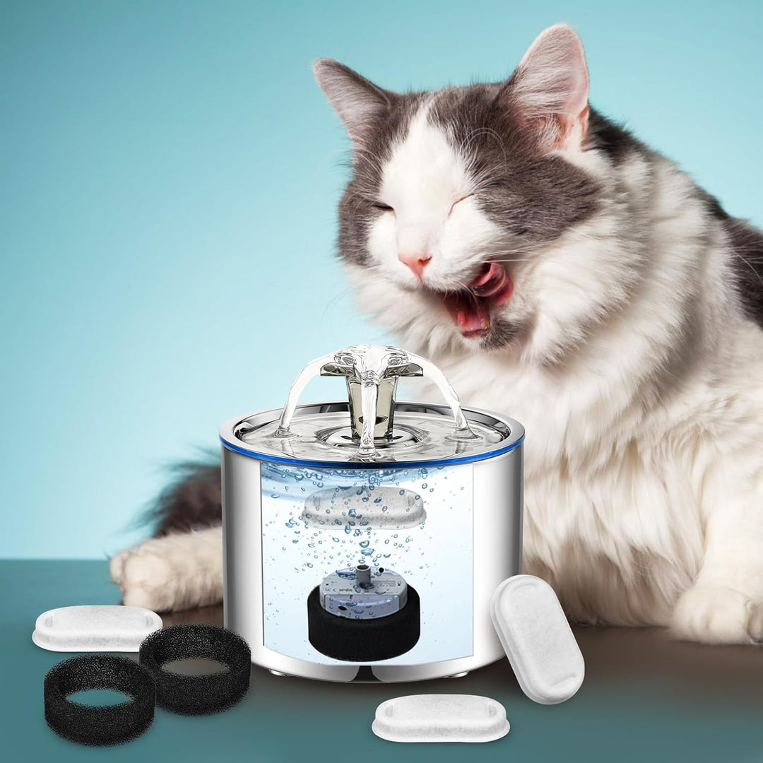 Angoily 8+8 Stück Filter Katzenbrunnen, Trinkbrunnen Katzen Ersatzfilter für 2L/3.2L/4L Edelstahl Tr