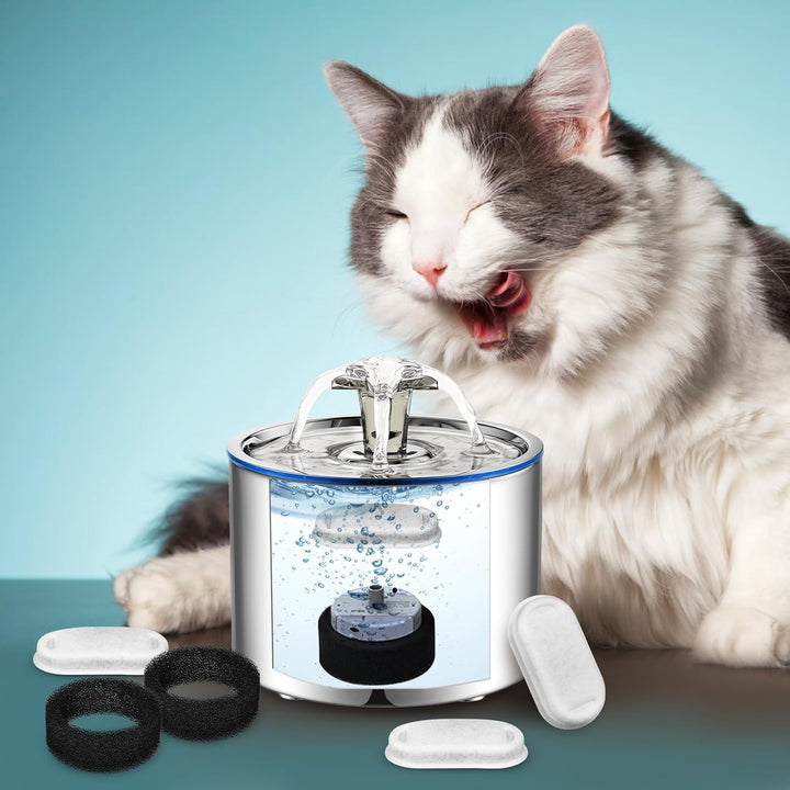 Angoily 8+8 Stück Filter Katzenbrunnen, Trinkbrunnen Katzen Ersatzfilter für 2L/3.2L/4L Edelstahl Tr