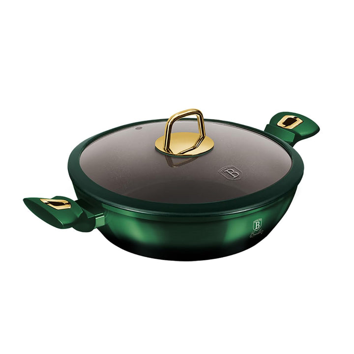 BerlingerHaus Emerald Collection Shallow Pfanne mit Deckel, 28 cm, BH/6060 emerald Edelstahl 18/8, G