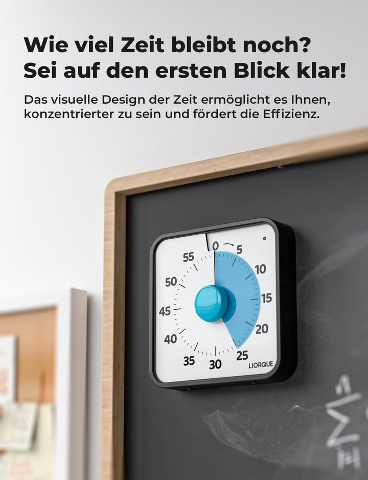 LIORQUE 19cm Visueller Timer 60 Minuten Countdown Timer XL Dunkelblau, XL Dunkelblau