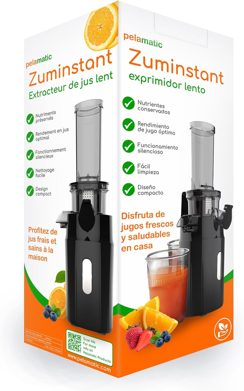 Zuminstant Compact Elektrische Saftpresse (Slow Juicer): kaltgepresst, reich an Nährstoffen, schaumf