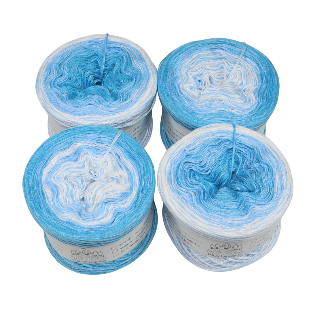 LiLu´s Märchengarne Farbverlaufsgarn Cupcakes - Himmelblau Topping Gesamt 280g 3Fädig 4X 350m Wolle