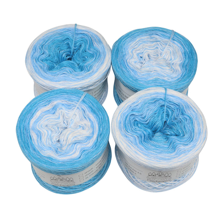 LiLu´s Märchengarne Farbverlaufsgarn Cupcakes - Himmelblau Topping Gesamt 280g 3Fädig 4X 350m Wolle