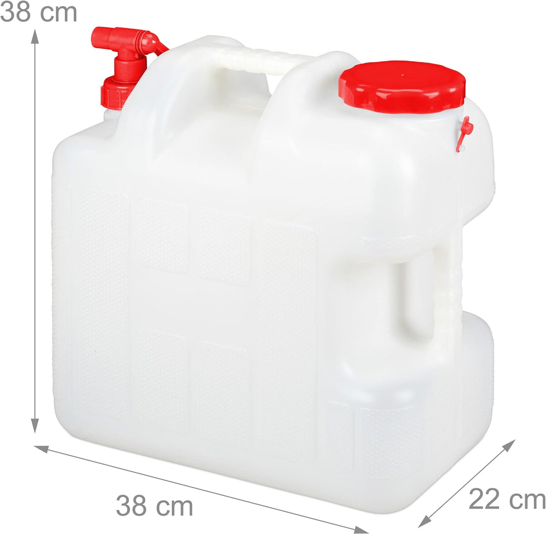 Relaxdays Wasserkanister mit Hahn, Schraubdeckel, Trinkwasserkanister Camping, 25l Tank, BPA-frei, K