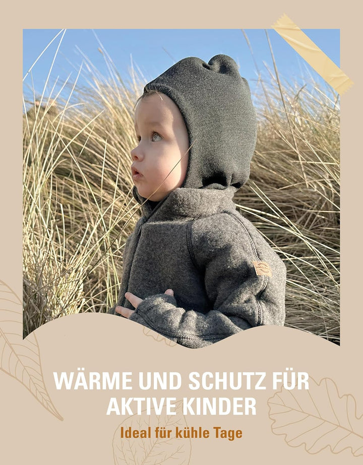 Mikk-line Schalmütze Kinder | Balaclava Kinder - 100% mulesingfrei | Isolierend Wolle Schlupfmütze |