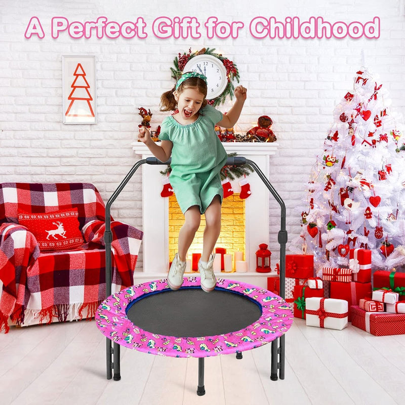 Trampolin Kinder Indoor Outdoor Ø91cm, Mini Trampolin Jumping Fitness Trampolin faltbar Gartentrampo