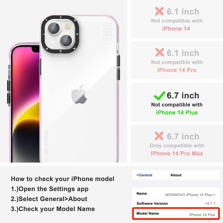 YOUNGKIT für iPhone 14 Plus Hülle, Stossfeste Kratzfeste Schutzhülle Slim Klar Case Dünne Griffige T