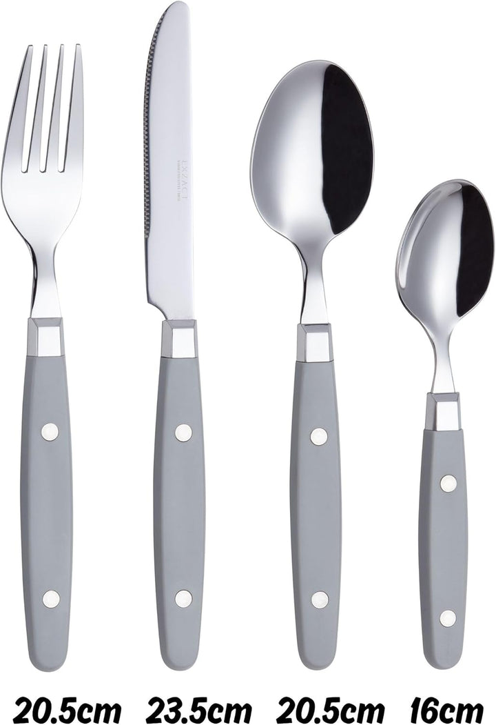 EXZACT Besteckset 24-teilig Edelstahl - mit Niet-Bastelgriffen/Besteck im Retro-Stil - 6 x Essgabeln